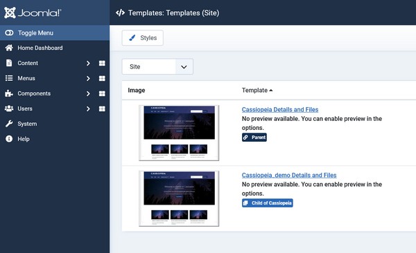 template cassiopeia backend