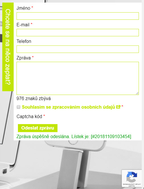 kontaktni formular neviditelná captcha