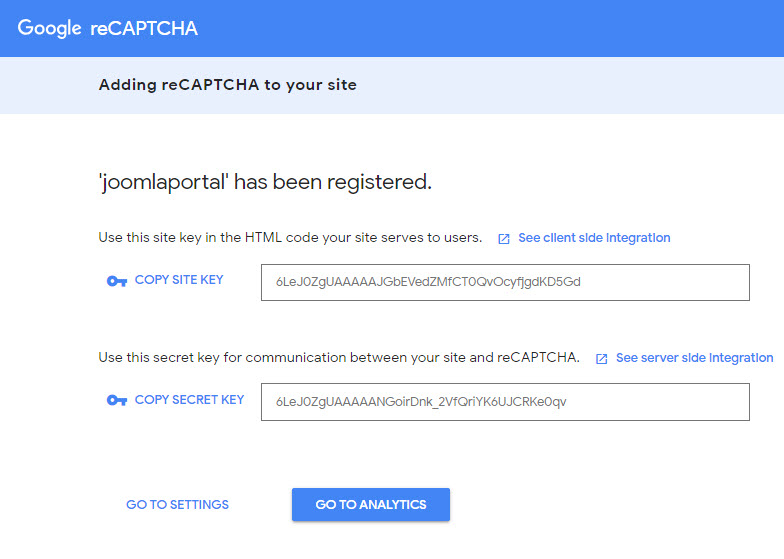 google recaptcha admin console