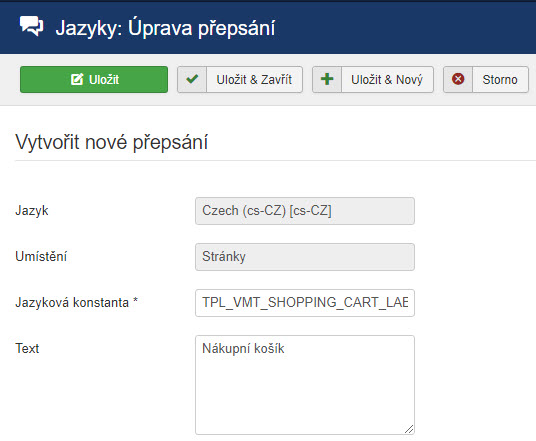 jazykový přepis joomla